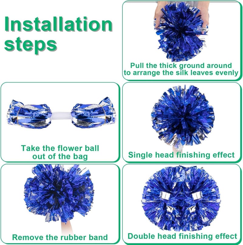 AOPANDA Cheerleading Pom Poms with Baton Handle for Team Spirit Sports Dance Cheering Kids Adults - Image 3
